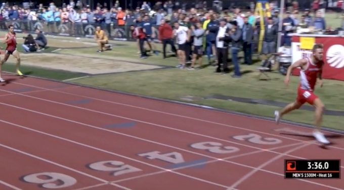 Men's 1500m, Heat 16 - Josh Kerr runs NCAA #6 all-time 1500m in 3:35.99